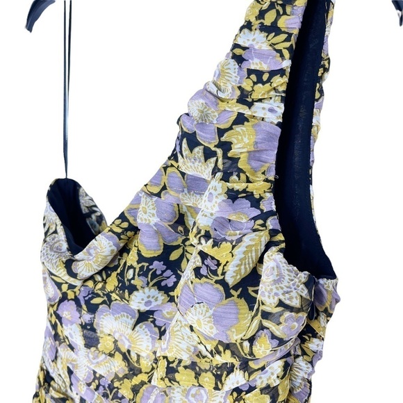 ZARA NWT One Shoulder Ruched Mini Dress Size XS in Floral Multi Print - Picture 8 of 14